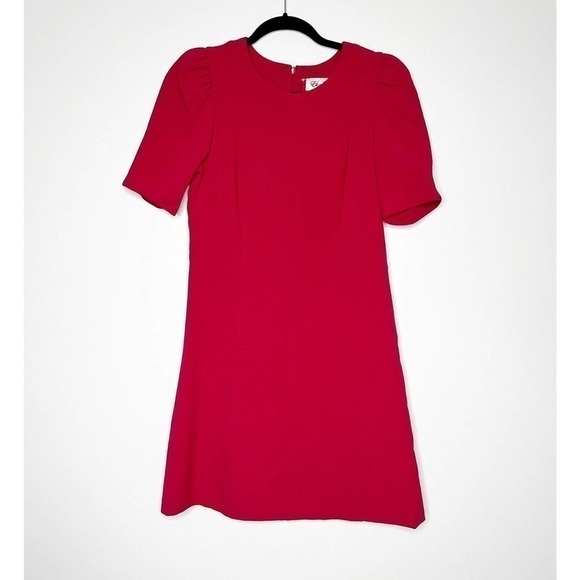 NWT Eliza J Puffed Sleeve Sheath Dress Back Zip Women's Hot Pink Size 8 - Picture 1 of 5